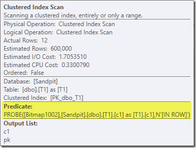 Clustered Index Scan properties