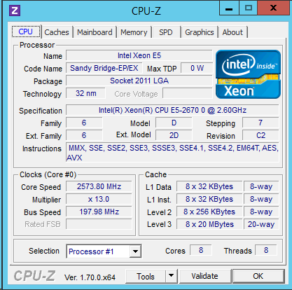 Figure 1: CPU-Z for Standard A9 Azure VM during Geekbench test run