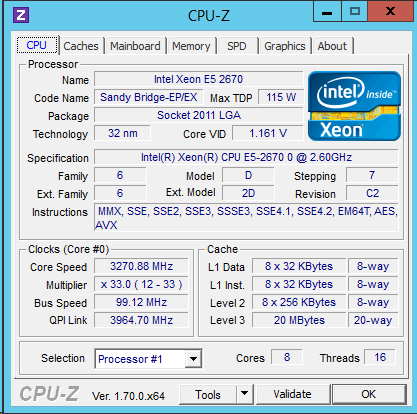 Figure 2: CPU-Z for Dell PowerEdge R720 during Geekbench test run