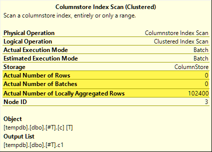 Columnstore Index Scan properties